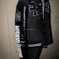 Chaqueta Varsity Personalizada, Estilo Letterman, Bordado, Parches de Chenille, Mangas de Cuero, Botones a Presión, Venta al Por Mayor