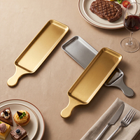 Assiette rectangulaire en acier inoxydable de style coréen, écologique, durable, à motif uni, pour restaurant/cantine/usage domestique