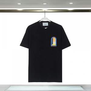 Camiseta de manga corta con estampado floral de letras y castillo para parejas, estilo casual, para verano, CASABLAN - Product Image 3