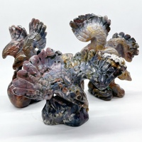 Statue sculptée à la main en agate mousse, motif renard à neuf queues en cristal naturel, pour la décoration intérieure et l'artisanat de guérison, vente en gros