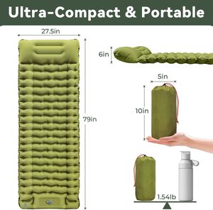 Cross-border Outdoor <b>Inflatable</b> Mattress Pad TPU Coated 10cm Thickness Foot Pump Portable Moisture-proof Camping Travel Bed Tent - Product Image 2