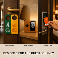 Support mural en bois pour carte-clé d'hôtel NFC RFID, étiquette WiFi, support de table avec code QR, logo personnalisé, solution de contrôle d'accès pour l'hôtellerie