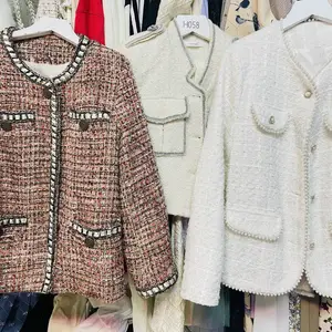 Bestseller in Südostasien Herbst Winter gebrauchte Kleidung Damen Tweedmäntel Damen Worsted Mantel Gebrauchtkleidung