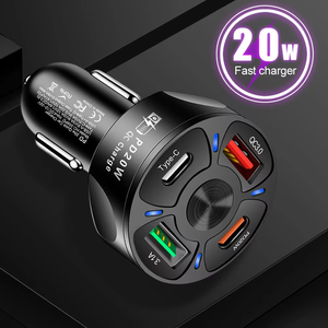 ที่ชาร์จในรถความเร็วสูง65W พร้อมพอร์ต4พอร์ต QC 3.0 PD <span class=keywords><strong>20W</strong></span> และเครื่องชาร์จโทรศัพท์ในรถยนต์แบบ Type C สำหรับ <span class=keywords><strong>iPhone</strong></span> 16 15 14 13 PRO MAX x <span class=keywords><strong>XS</strong></span> S21 S24 - Product Image 3