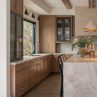 Set Kabinet Dapur Modular Modern Slim Shaker Berbahan Kayu Solid White Oak Mewah dengan Penyimpanan