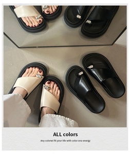 Sandalias de plataforma de una tira para mujer, estilo coreano, para exteriores, novedad de verano, a la moda, para vacaciones y playa - Product Image 6