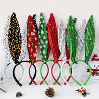 Nouveaux serre-têtes longs en velours à oreilles de lapin, avec paillettes, accessoires de coiffure mignons pour filles, pour tenues de fête de Noël