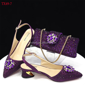 TX49 2024 Set Elegante di <span class=keywords><strong>Scarpe</strong></span> con Tacco e Borsa per Donna, Colore <span class=keywords><strong>Blu</strong></span>, Tacchi Alti con Strass Traforati, <span class=keywords><strong>Scarpe</strong></span> con Zeppa e Borsa Coordinata - Product Image 5