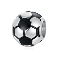 Breloque ballon de football plaqué argent en alliage de zinc, bijou unisexe décontracté et sportif, cadeau
