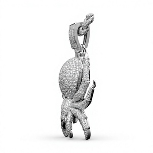 Pendentif Pieuvre en Moissanite, Argent Sterling 925 Plaqué Or, Breloque Araignée, Bijoux Hip Hop Unisexe pour Soirées - Product Image 4
