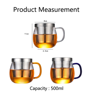 <span class=keywords><strong>Mug</strong></span> en verre minimaliste et écologique de 500 ml avec poignée, tasse en borosilicate de qualité alimentaire pour thé en vrac - Product Image 6