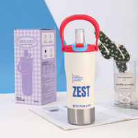 Bouteille d'eau isotherme en acier inoxydable 800 ml (24 oz) avec paille, personnalisable avec logo, sans BPA, toucher doux, pour le sport