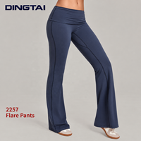 Pantalon de yoga évasé pour femme, coupe bootcut, taille repliable, dos froncé, effet push-up, longueur intégrale, anti-humidité, pour le sport et la détente