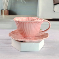 Ensemble tasse et soucoupe en céramique artisanale à motif floral vintage, cadeau de mariage créatif, tasse à café, plateau de thé de l'après-midi, esthétique raffinée, léger