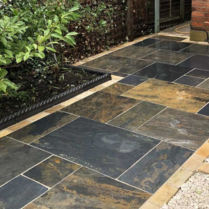 Tuiles d'ardoise rustiques brun-rouille pour l'extérieur, vente en gros, tuiles de sol en ardoise rustique pour pavés - Product Image 2