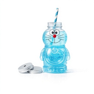 400ml Premium Quality PET <b>Bear</b> Shaped <b>Bottle</b> with 55mm Aluminum Lid and Straw Hole Plastic <b>Bottles</b> - Product Image 1