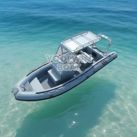 Bateau semi-rigide gonflable RIB 760 à coque en V profonde en aluminium robuste, pour patrouille/garde côtière/SAE, moteur hors-bord 250 CV, pêche, tourisme