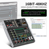 XTUGA OM4 Mixeur audio professionnel DJ 4 canaux avec 99 effets de réverbération DSP BT 5.0 USB pour karaoké, enregistrement sur PC avec microphones