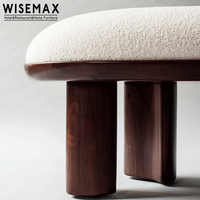WISEMAX — meuble 1 pièce, repose-pieds confortable et doux, couleur crème, pour salon, chaise longue en bois, meuble de chambre à coucher, de maison