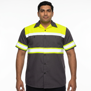 Camisetas de Seguridad de Alta Visibilidad para Hombre, Clase 1, con Cinta Reflectante LED, Poliéster/Algodón, Transpirables, Logotipo Personalizado, Manga Larga - Product Image 1