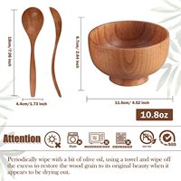 Cuenco de madera hecho a mano de forma sólida ecológica, utensilios de cocina de madera de acacia, ensaladas, frutas, fiestas multiusos talladas corpulentas