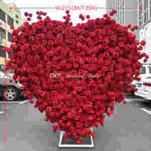 Mur de fleurs artificielles de luxe 5D rouge, 8 pieds x 8 pieds, support, arrangement, couleur personnalisée, pour les événements de fête - Product Image 5