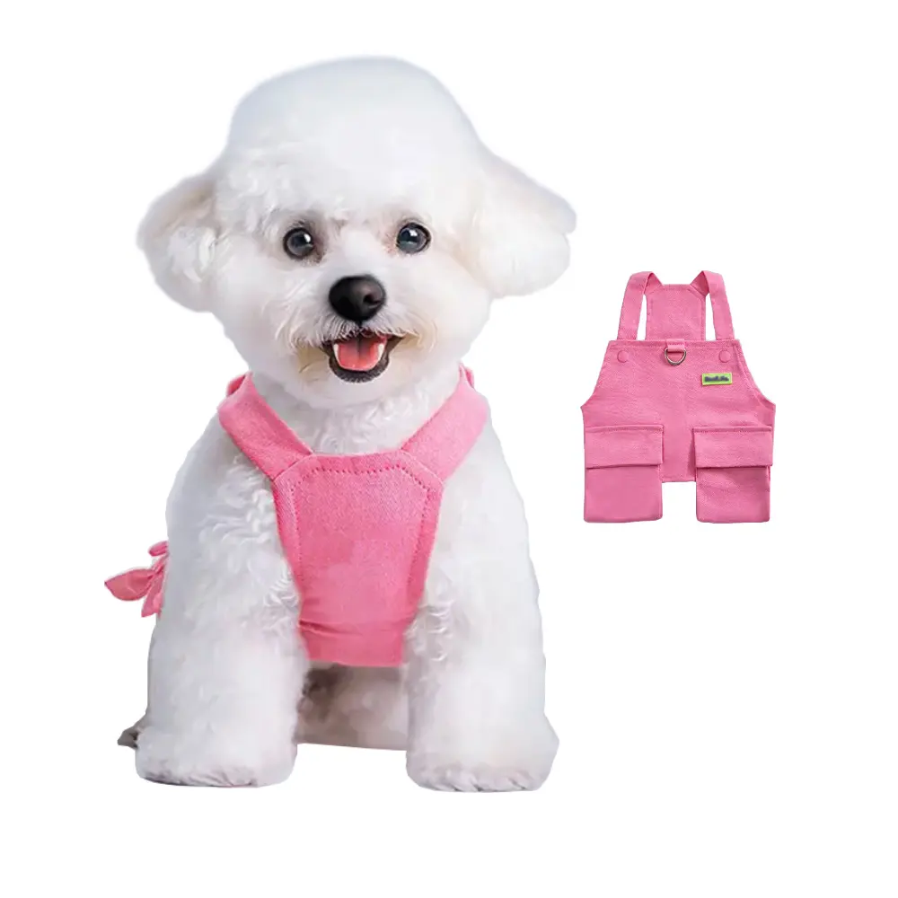 Dört mevsim Pet giysi yaz serin sevimli küçük köpek göbek önlük pantolon giysileri köpekler için Pet Jean ceketler