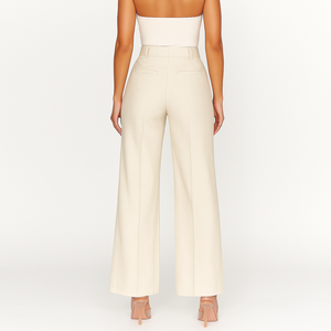 <span class=keywords><strong>Pantalon</strong></span> personnalisé en <span class=keywords><strong>lin</strong></span> taille haute élégant et ample pour femmes - Product Image 2