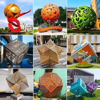 Cube Magique Gravé Personnalisé Globe Lumineux Sphère Creuse Sculpture En Acier Inoxydable Jardin Campus Carré Paysage Ornement En Métal