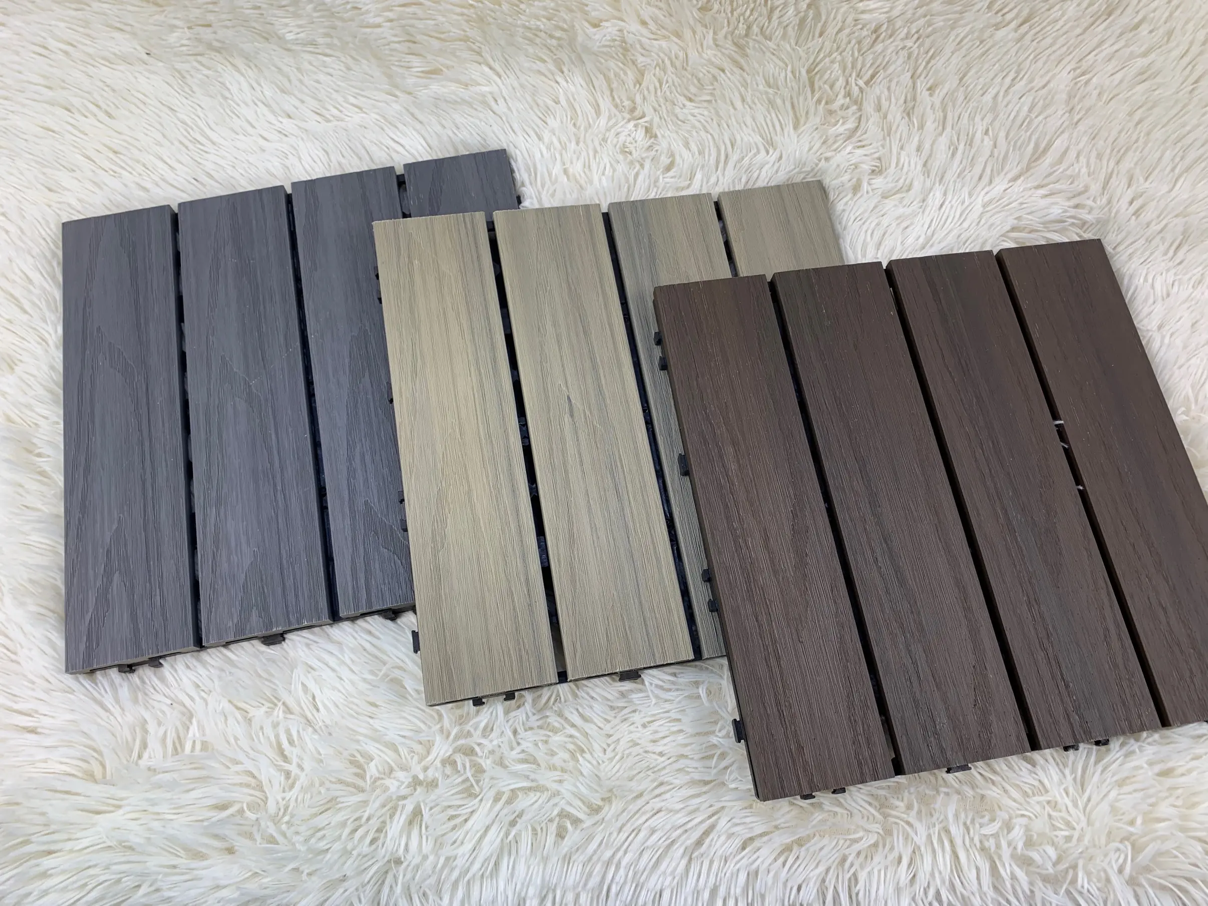 Ngoài trời Gỗ nhựa composite lưới sàn gỗ WPC lồng vào nhau decking gạch DIY gạch sâu dập nổi composite gạch