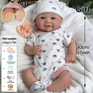 Poupée Reborn en Silicone Souple de 17 Pouces, Haute Simulation, Fille Bébé, Sourire Doux, Peinte, Mode, Cadeaux pour Enfants - Product Image 4