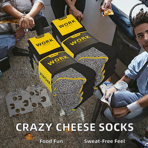 Wholesale <b>Winter</b> Fun Crazy Cheese Pizza Snack Breathable Cotton Crew <b>Socks</b> <b>Men</b> Unisex Novelty - Product Image 2