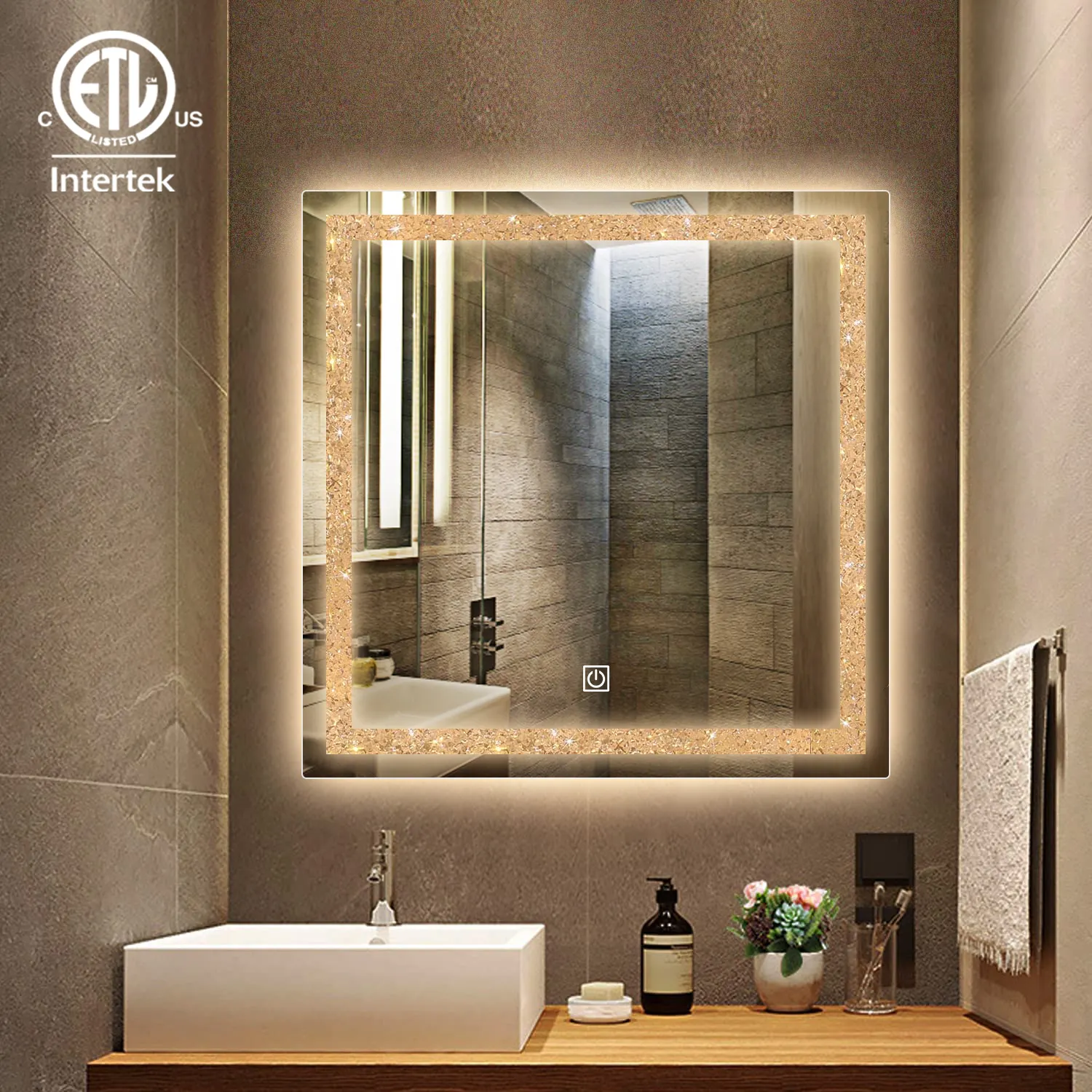 Espejo de cristal colgante para pared, luz led brillante de lujo para baño, hotel, Estrella moderna, nuevo diseño, 2023