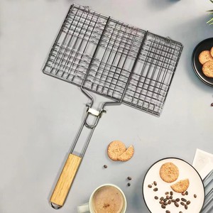 Barbecue Grill with Fish Holder, Stainless Steel Baking Net Holder, <b>BBQ</b> Grill with Large Capacity Folding Baking Basket Holder - Product Image 4