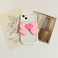 Mignon Rose Papillon Support Téléphone Cas Stand pour iPhone 16 15 14 Plus 13 12 11 Pro Max XR Antichoc Anti-chute TPU Couverture Souple