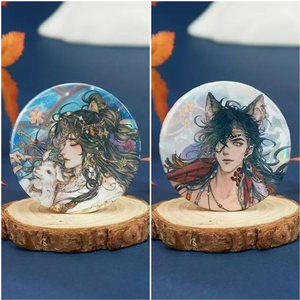 เข็มกลัดตราหยุ่ยจ้าวเจียงเย่ เทียนกวนซือฟู 2 ชิ้น/ชุด ทำด้วยมือจากแผ่นดีบุก ตราสัญลักษณ์แห่งความเป็นสิริมงคลของเทพเจ้า  เข็มกลัดเซี่ยเหลียน ฮวาเฉิง - Product Image 3