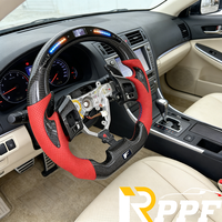 RPPF Roue personnalisable pour Lexus Volant en fibre de carbone IS250 RCF 2006-2012 avec affichage LED Palettes de changement de vitesse Poignée de pouce