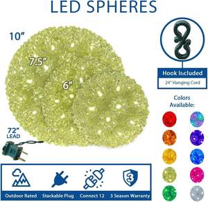 Commerciële Kwaliteit 100-Licht 7.5 \ "Led Starlight Bol Groen Buiten Hangende Kerstbalverlichting Met Ip65 Rating - Product Image 3