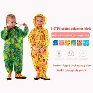 Combinaisons de pluie en polyester 210T personnalisées de jolis motifs de dessins animés combinaisons étanches à <span class=keywords><strong>la</strong></span> poussière pour les tout-petits filles <span class=keywords><strong>et</strong></span> garçons - Product Image 1