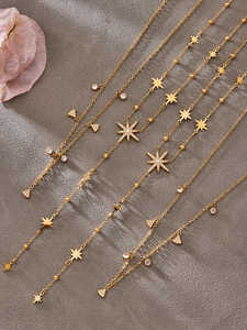 Conjunto de Collar Gargantilla Estrella de David de Zirconia Brillante de Lujo, Conjunto de Joyería en Capas de Acero Inoxidable Impermeable, Venta al por Mayor - Product Image 6