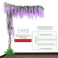 Vente en gros de fleurs artificielles de glycine, décoration de mariage et de fêtes, décoration de salon et de jardin, guirlandes de feuilles vertes en plastique