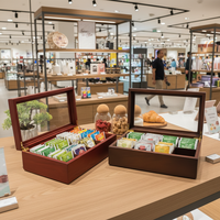 Boîte à thé en bois carrée multi-usages de haute qualité recyclable avec compartiments