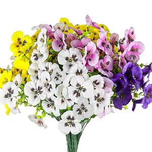 Venta al por Mayor de Ramo de Flores Artificiales de Anémona Pequeña de 9 Cabezas para Arreglos Fúnebres en Cementerios - Product Image 1