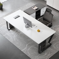 Bureau de direction moderne extensible en bois écologique, nouveau design, assemblage facile, panneau en mélamine blanche, pieds en métal, pour chambre à coucher