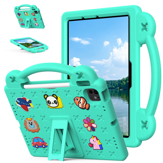 Tablet Case Cute Cartoon Kids Handheld Shockproof EVA Foam Stand Case for iPad Pro 11 Inch M4 with Stand and Handle