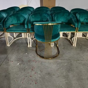 Chaise de salle à manger moderne en acier inoxydable, dossier rembourré en velours, design ergonomique, écologique, pour la maison, le bureau, l'école, l'hôtel - Product Image 1