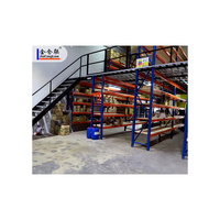 Étagère de mezzanine robuste en acier à 5 niveaux, protection contre la corrosion, plancher en acier massif, assemblage par vis, poli