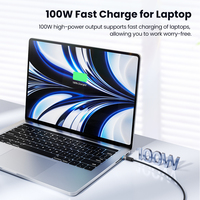 Câble USB-C tressé Toocki 100W avec arrêt automatique intelligent et recharge rapide PD 5A, câble de charge et de données Type-C vers Type-C pour téléphone et tablette