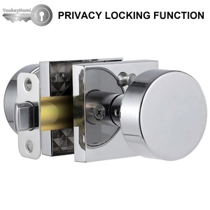 YoukeyHomi Hot Selling All-Function Entrance Keyed Privacy Passage <strong>Dummy</strong> Square <strong>Door</strong> <strong>Knob</strong> Handle Lock Polished Bright <strong>Chrome</strong> - Product Image 2