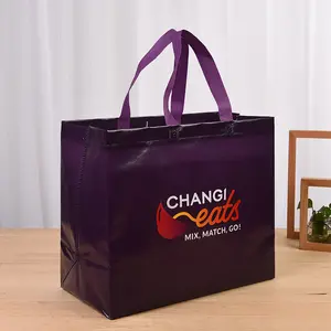 Ecobag-bolsas de Pp recicladas para comestibles, bolsas de Pp no tejidas laminadas, reutilizables y respetuosas con el medio ambiente, con logotipo impreso personalizado